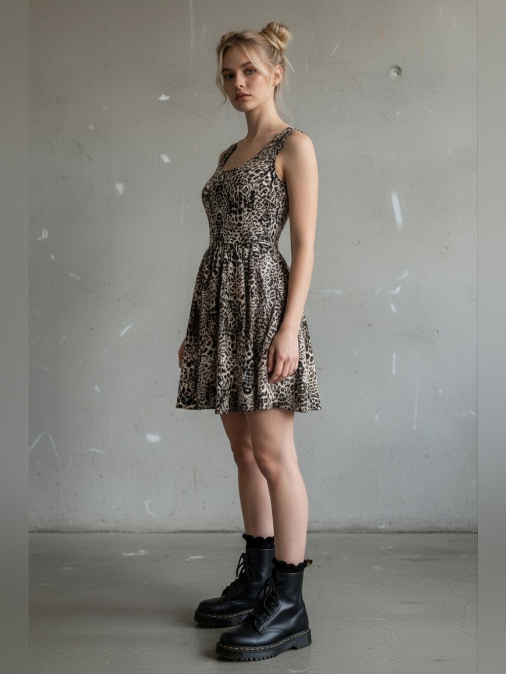 Jessica Simpson Dress Size 3/4 Leopard Print Cutout Back Sleeveless Fit & Flare